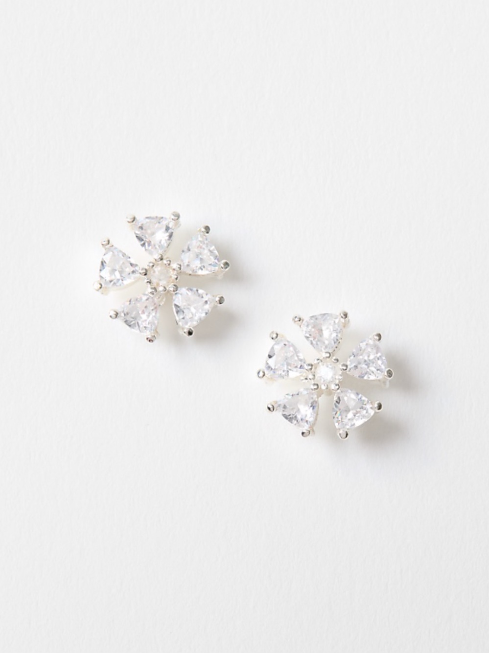 LOFT Silver-Tone Crystal Flower Stud Earring